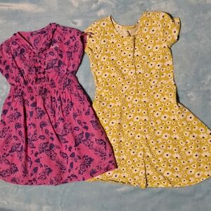Size 6 Floral Pink and Yellow Kids Summer Dresses